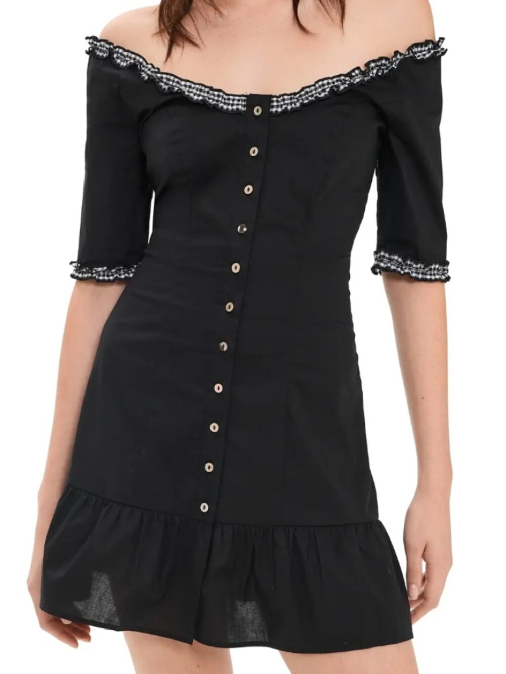 Frankies Bikinis Sweet Dreams Poplin Mini Dress Black